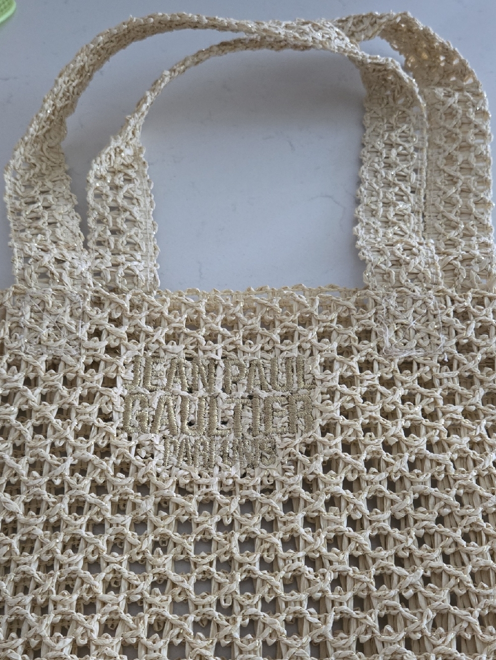 New Never Used Woven Crochet Raffia Tote Bag John Paul Gaultier Natural Staw Bag - Picture 6 of 12